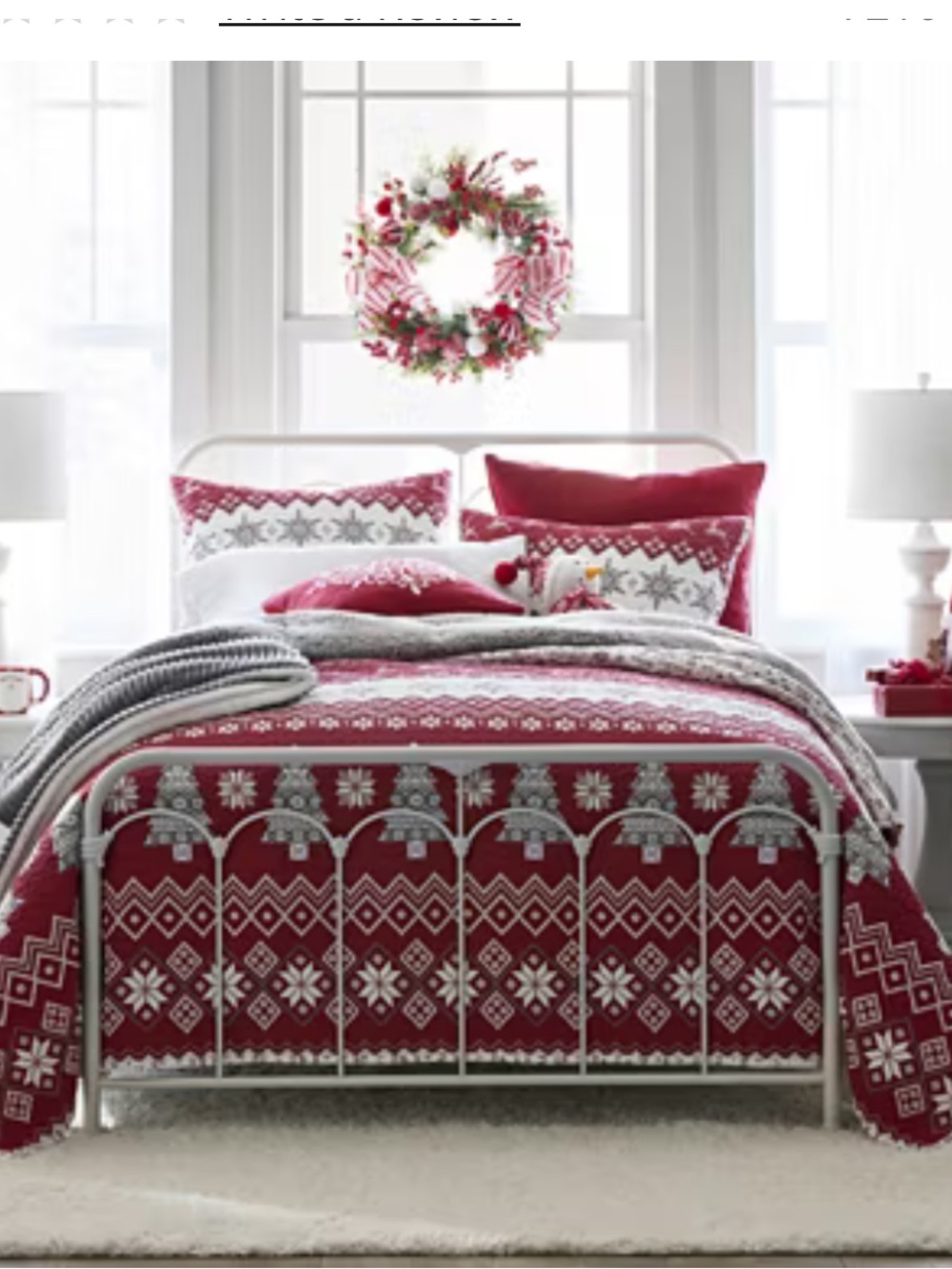 Holiday Red Fair Isle Cotton Quilt Set